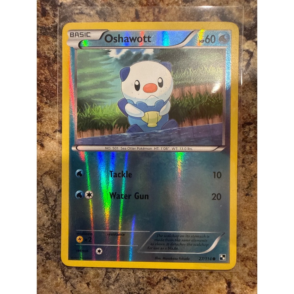 Pokemon Oshawott 27/114 Black & White Base Set Reverse Holo Water TCG Card 2011